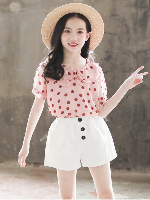 丝丝百合童装2022春夏季粉色T恤