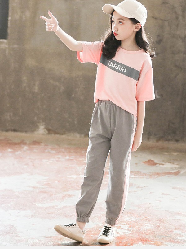 丝丝百合童装2022春夏季粉色T恤