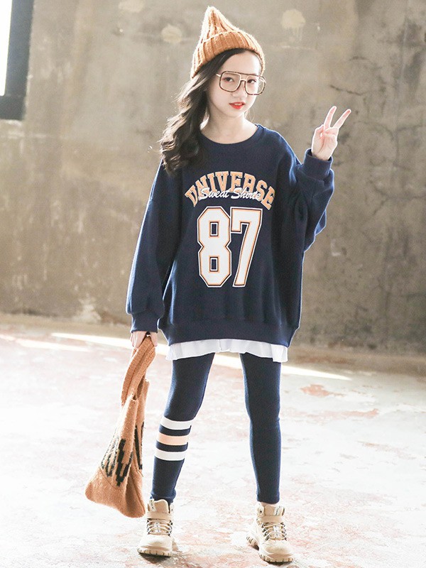 丝丝百合童装2022春夏季藏蓝色T恤