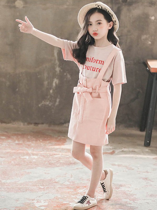 丝丝百合童装2022春夏季粉色T恤