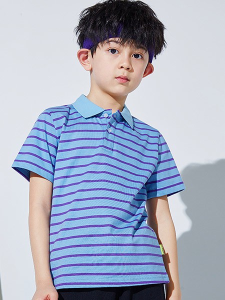 麦科贝尔童装2022春夏季蓝色polo衫