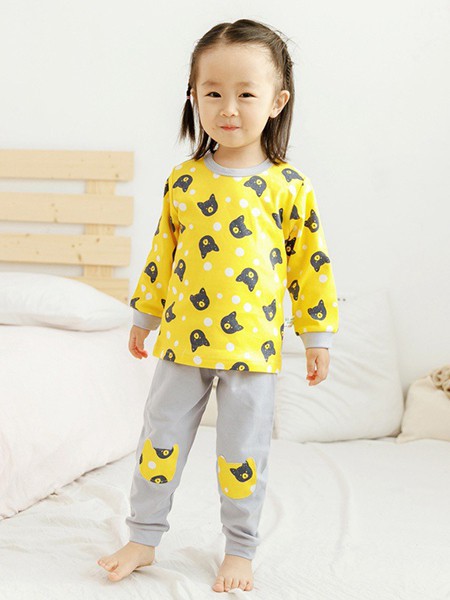 歌歌宝贝童装2022秋冬季黄色家居服