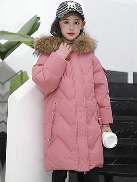 太阳雪人童装2022秋冬季粉色棉服