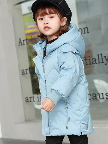 太阳雪人童装2022秋冬季蓝色棉服