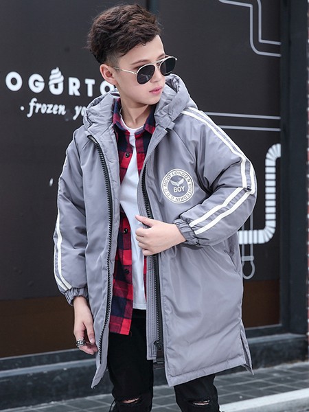 太阳雪人童装2022秋冬季灰色派克服