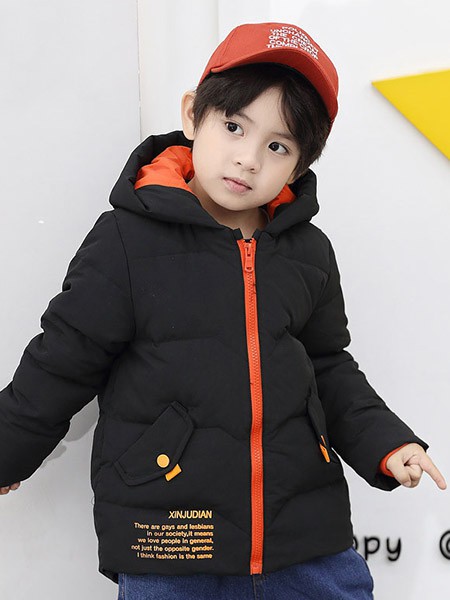 太阳雪人童装2022秋冬季黑色棉服