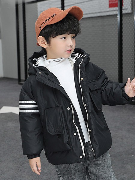 太阳雪人童装2022秋冬季黑色棉服