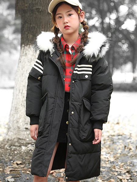 太阳雪人童装2022秋冬季黑色棉服