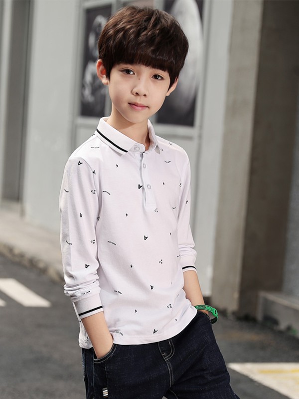 可鹿思童装2022秋冬季白色polo衫