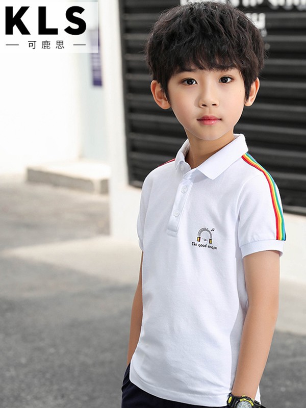 可鹿思童装2022秋冬季白色polo衫