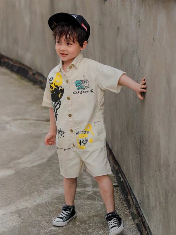 乐背尔童装2022春夏季白色衬衫