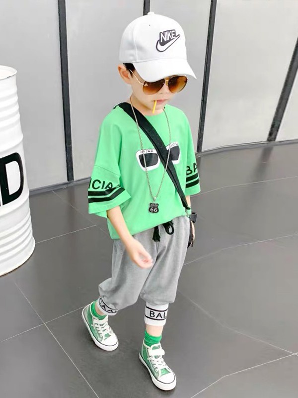 乐背尔童装2022春夏季绿色T恤