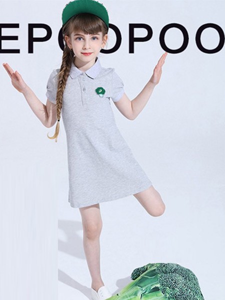 朋库一代童装2022春夏季灰色连衣裙