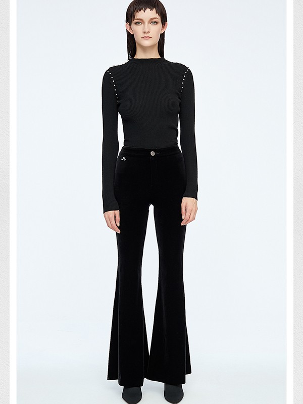 我爱漂亮2022秋冬季黑色喇叭裤