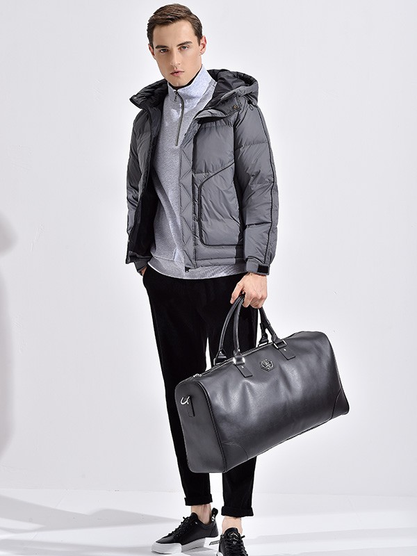 恩咖男装2022秋冬季灰色棉服