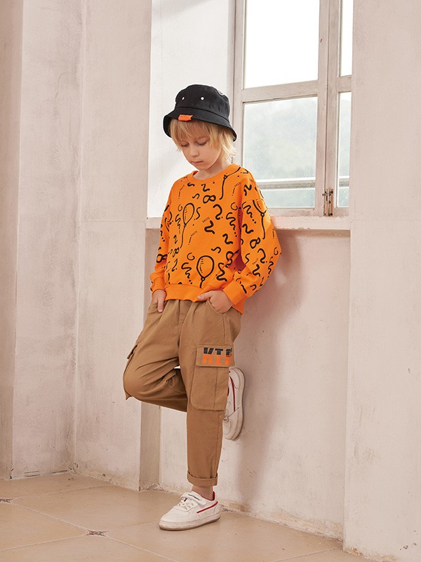 芭乐兔童装2022秋冬季橙色T恤