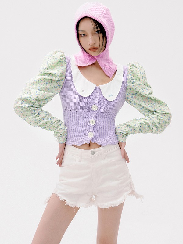 吾哈女装2022秋冬季拼色上衣