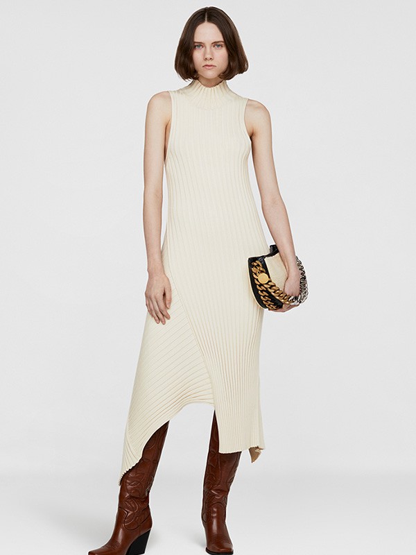 斯特拉·麦卡特尼2022秋冬季白色毛衣裙