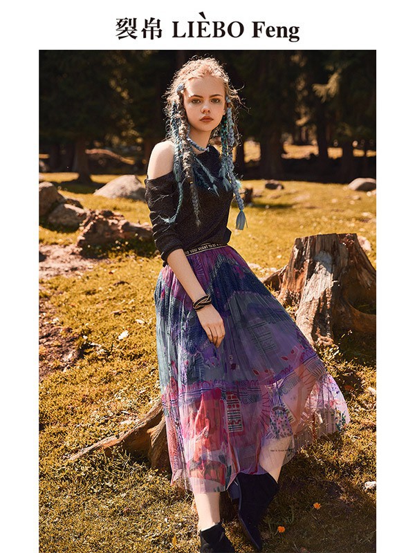 裂帛女装2022秋冬季黑色T恤