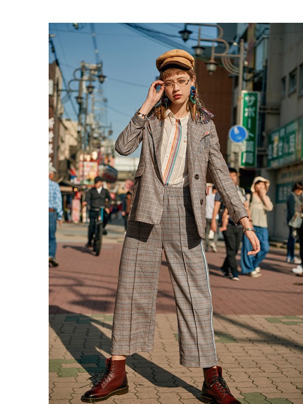 裂帛女装2022秋冬季灰色阔腿裤