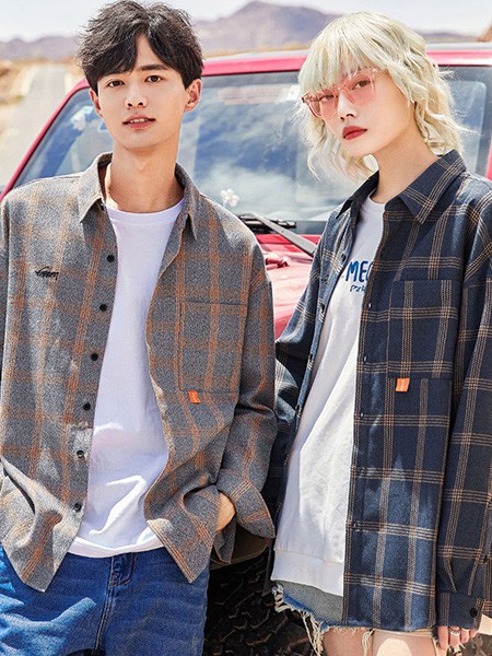 衣品天成休闲装2022春夏季藏蓝色衬衫