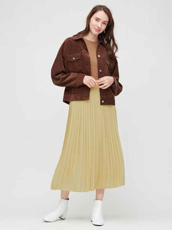 优衣库2022秋冬季黄色长裙