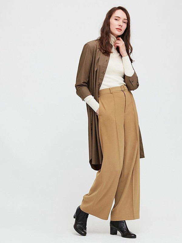 优衣库休闲装2022秋冬季咖啡色大衣