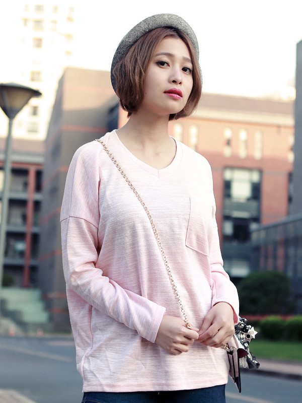 橡菲女装2022春夏季粉色T恤