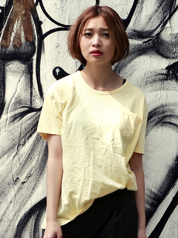 橡菲女装2022春夏季黄色T恤