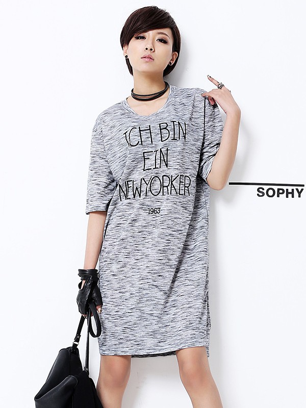 橡菲女装2022春夏季灰色连衣裙