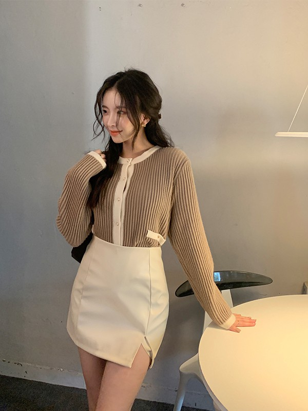 chuu女装2022秋季驼色套装