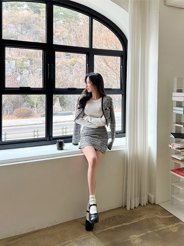 chuu女装2022秋季灰色套装