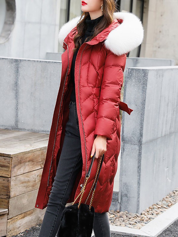 岚爵女装2022秋冬季红色棉服