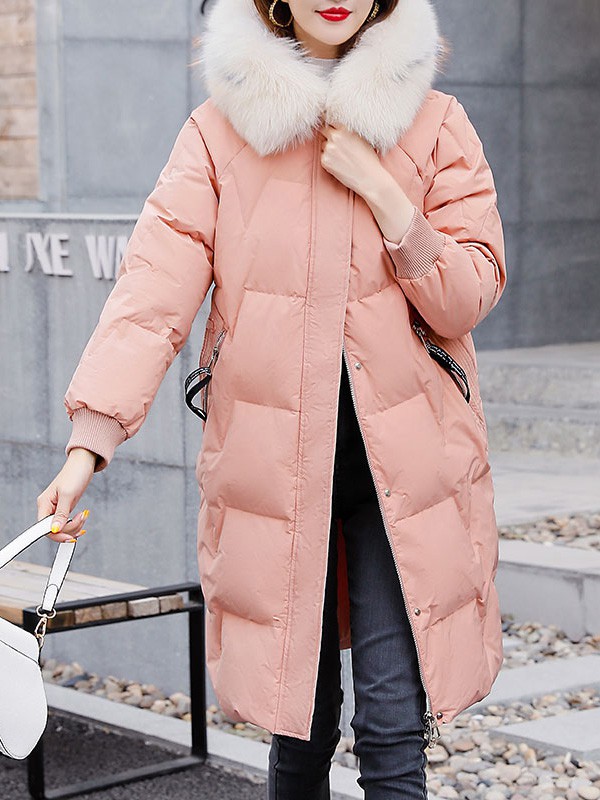 岚爵女装2022秋冬季裸色羽绒服