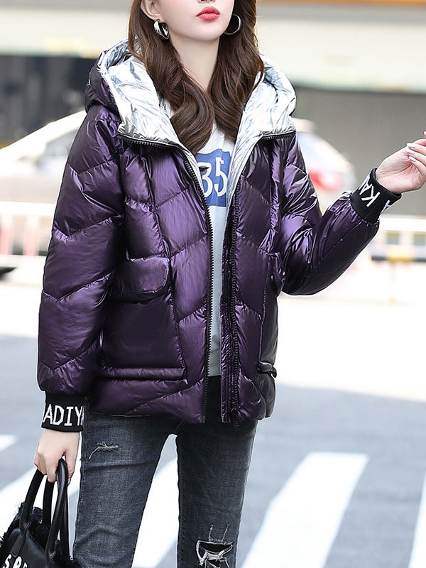 岚爵女装2022秋冬季紫色羽绒服