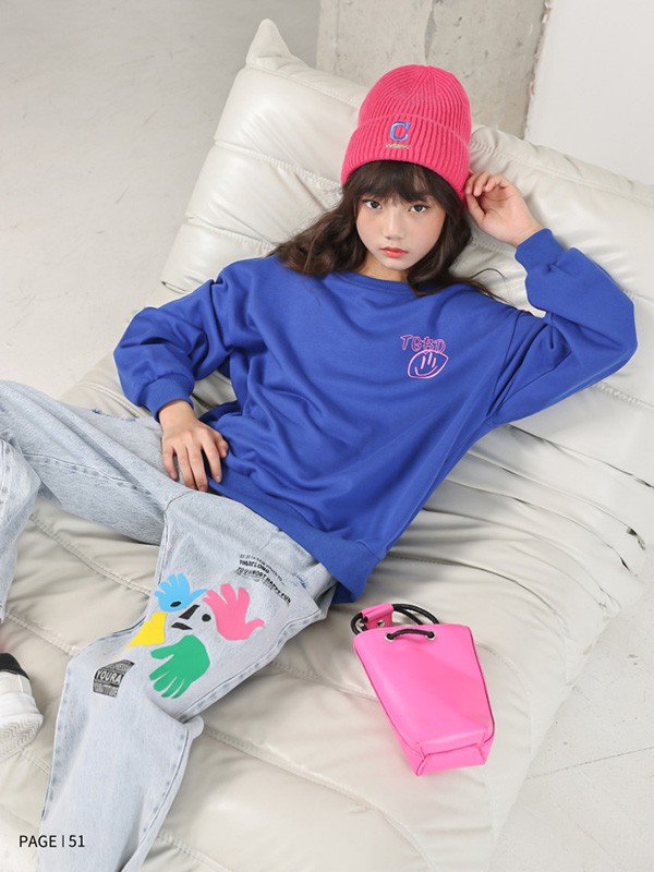 糖果布丁2022秋冬季蓝色polo衫