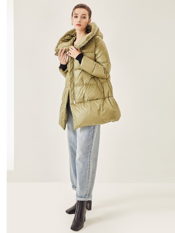 兰佩女装2022秋冬季绿色棉服