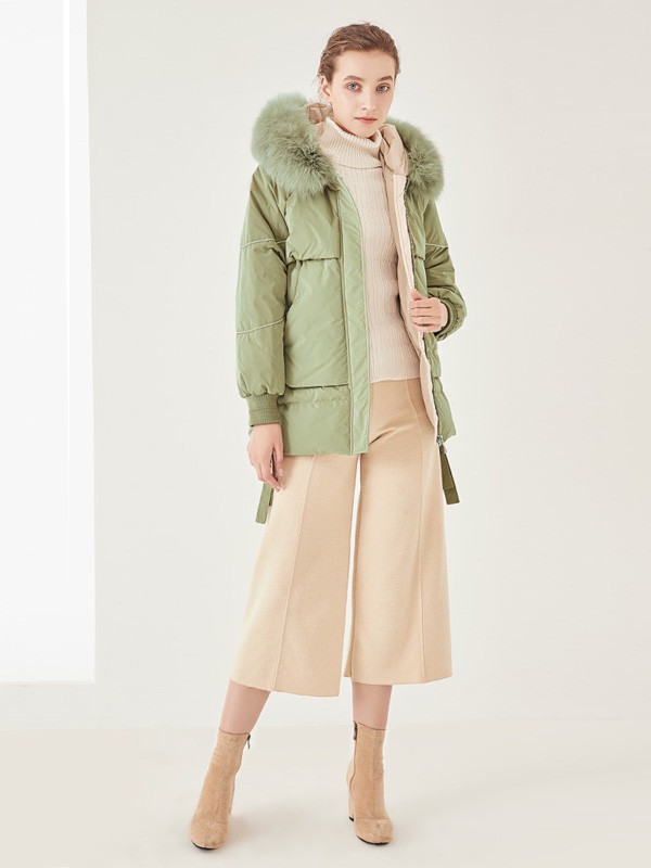 兰佩女装2022秋冬季绿色棉服