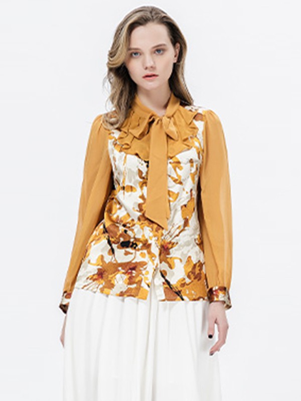 维欧艾女装2022春夏季黄色衬衫