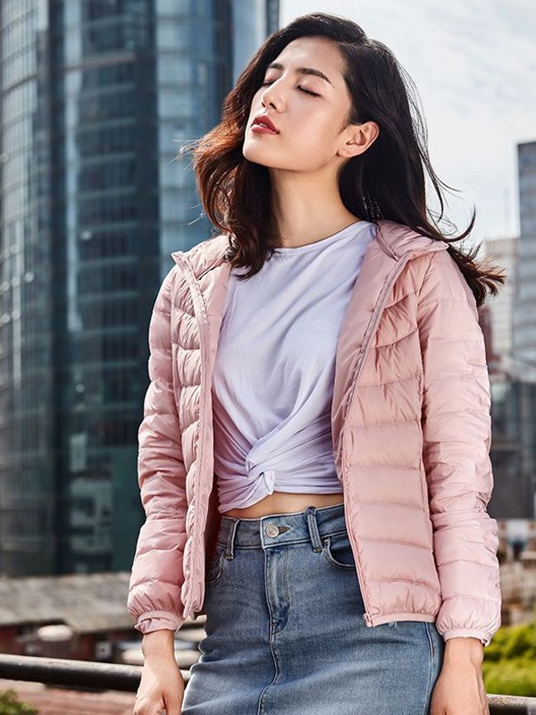 鸭鸭羽绒服2022秋冬季粉色棉服