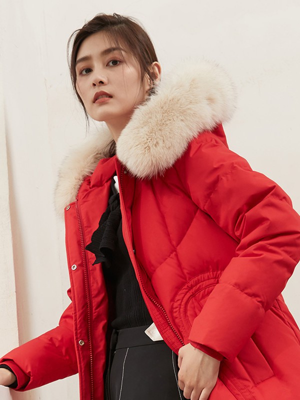 千仞岗羽绒服2022秋冬季红色棉服