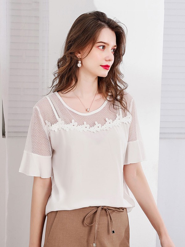 上东轻奢女装2022春夏季白色上衣