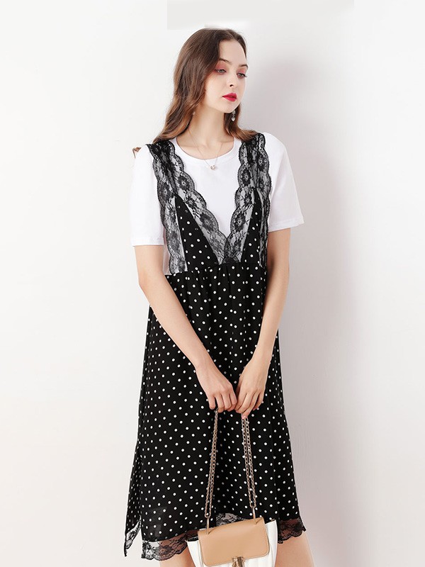 上东轻奢女装2022春夏季黑色连衣裙