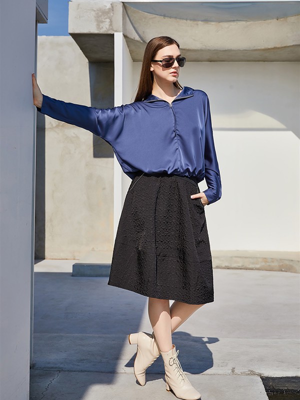 圣多衣2022秋冬季藏蓝色衬衫