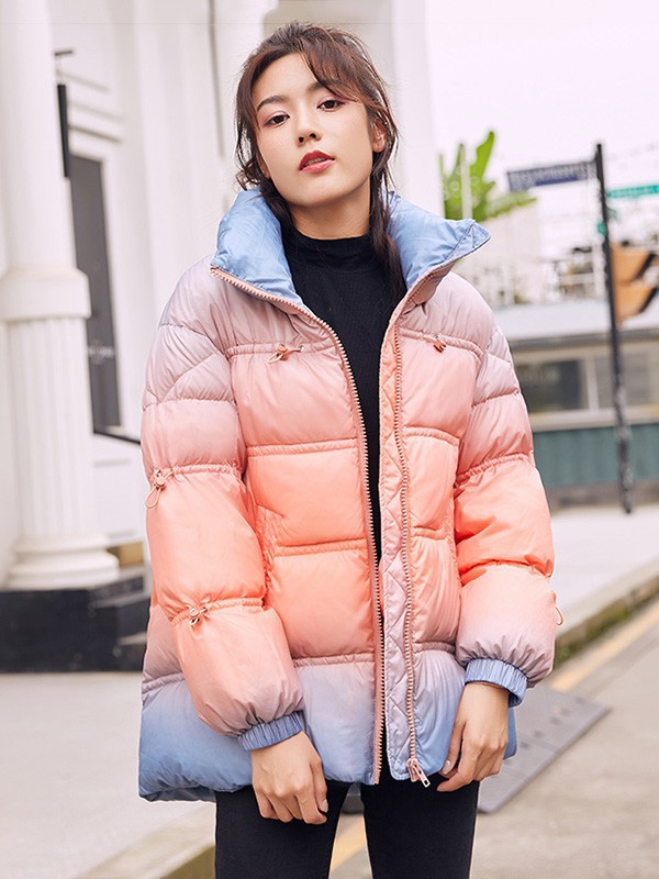 冰洁羽绒服2022秋冬季拼色羽绒服