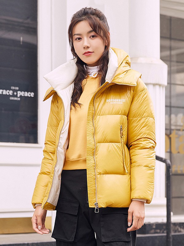 冰洁羽绒服2022秋冬季黄色T恤
