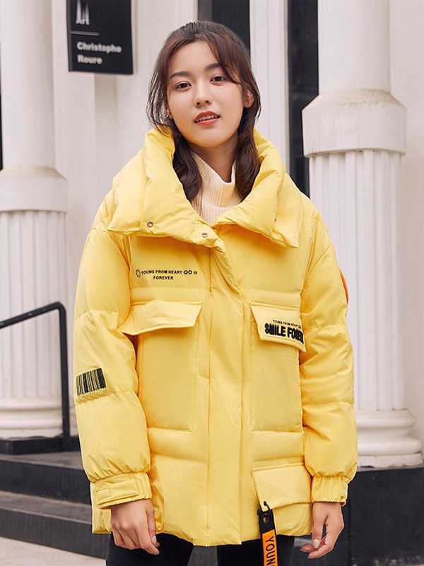 冰洁羽绒服2022秋冬季黄色羽绒服