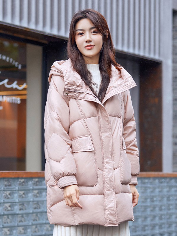 冰洁羽绒服2022秋冬季裸色棉服