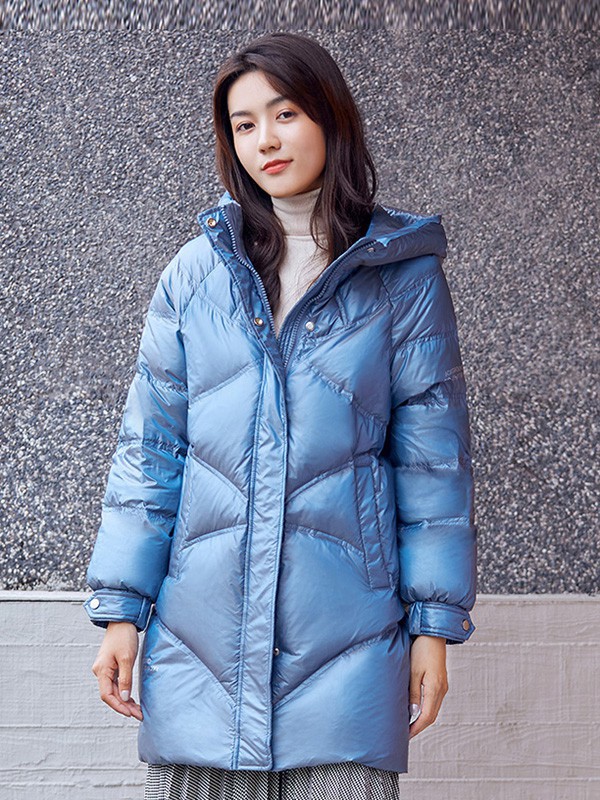 冰洁羽绒服2022秋冬季蓝色棉服