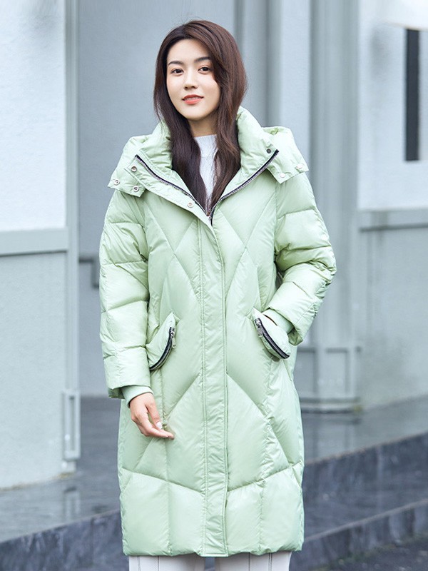 冰洁羽绒服2022秋冬季绿色派克服